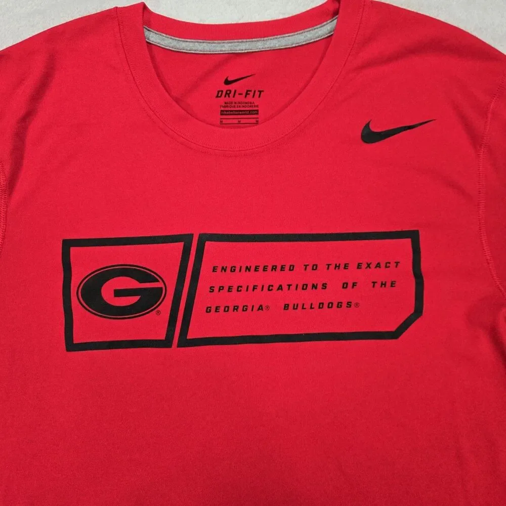 Mens Nike Dri-FIT Georgia Bulldogs UGA T Shirt Red Black Medium NCAA SEC Tee